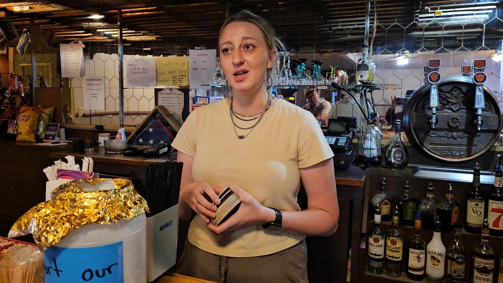 Avy Emerson is a bartender/waitress at 3 Sisters Truck Stop in Manville. Though her wage ultimately depends on tips, even she thinks tipping is a little out of control.