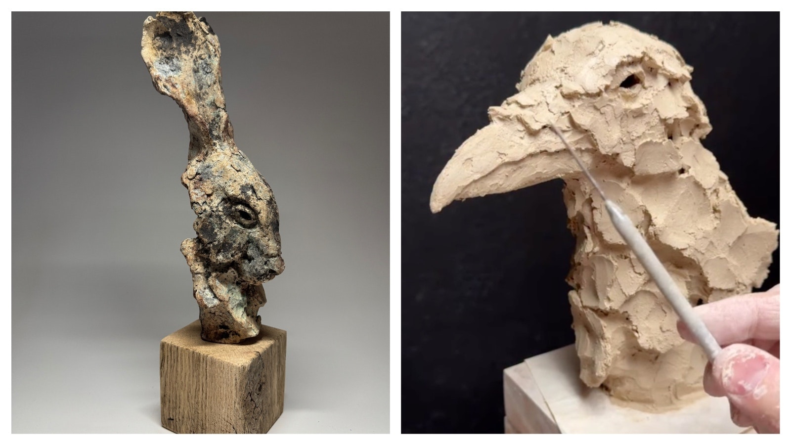 A recent transplant from Oregon to Casper, sculptor Toby Wayne Larson uses textured clay to shape his works, then finishes them in the open flames of a backyard fire.
