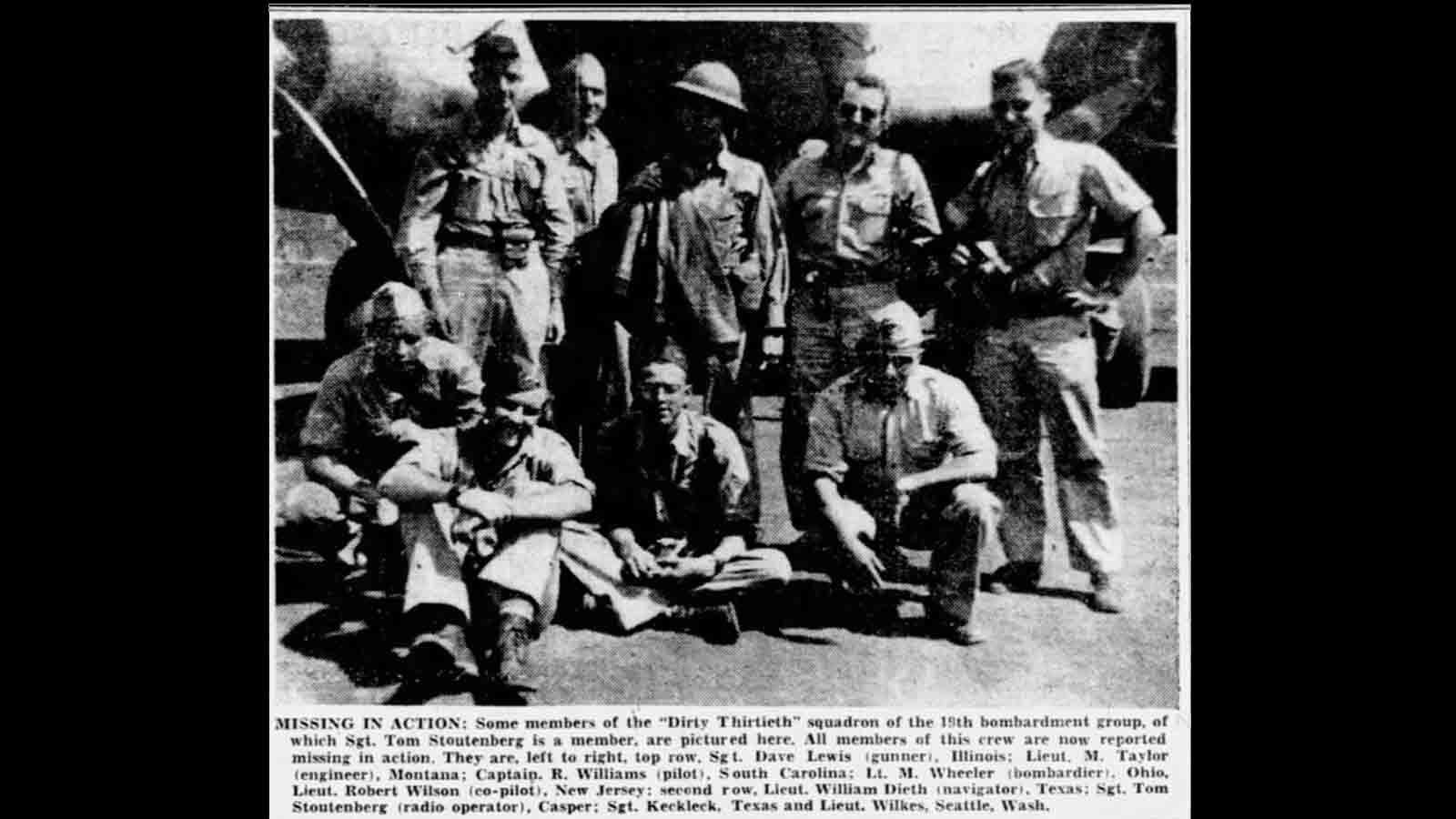 Sgt. Thomas L. Cotner aka Tom Stoutenberg, of Casper, bottom left, was lost early in World War II while returning from a bombing mission in New Guinea. A nonprofit research group recently posted a deep dive into Cotner’s experience on the site pacificwrecks.com.