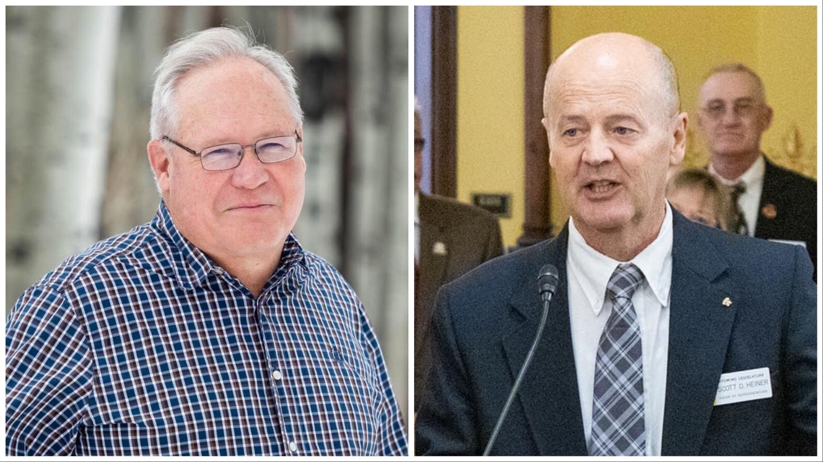 Former House District 18 Rep. Tom Crank, left, is challenging incumbent Rep. Scott Heiner, R-Green River, for the fourth time in eight years.