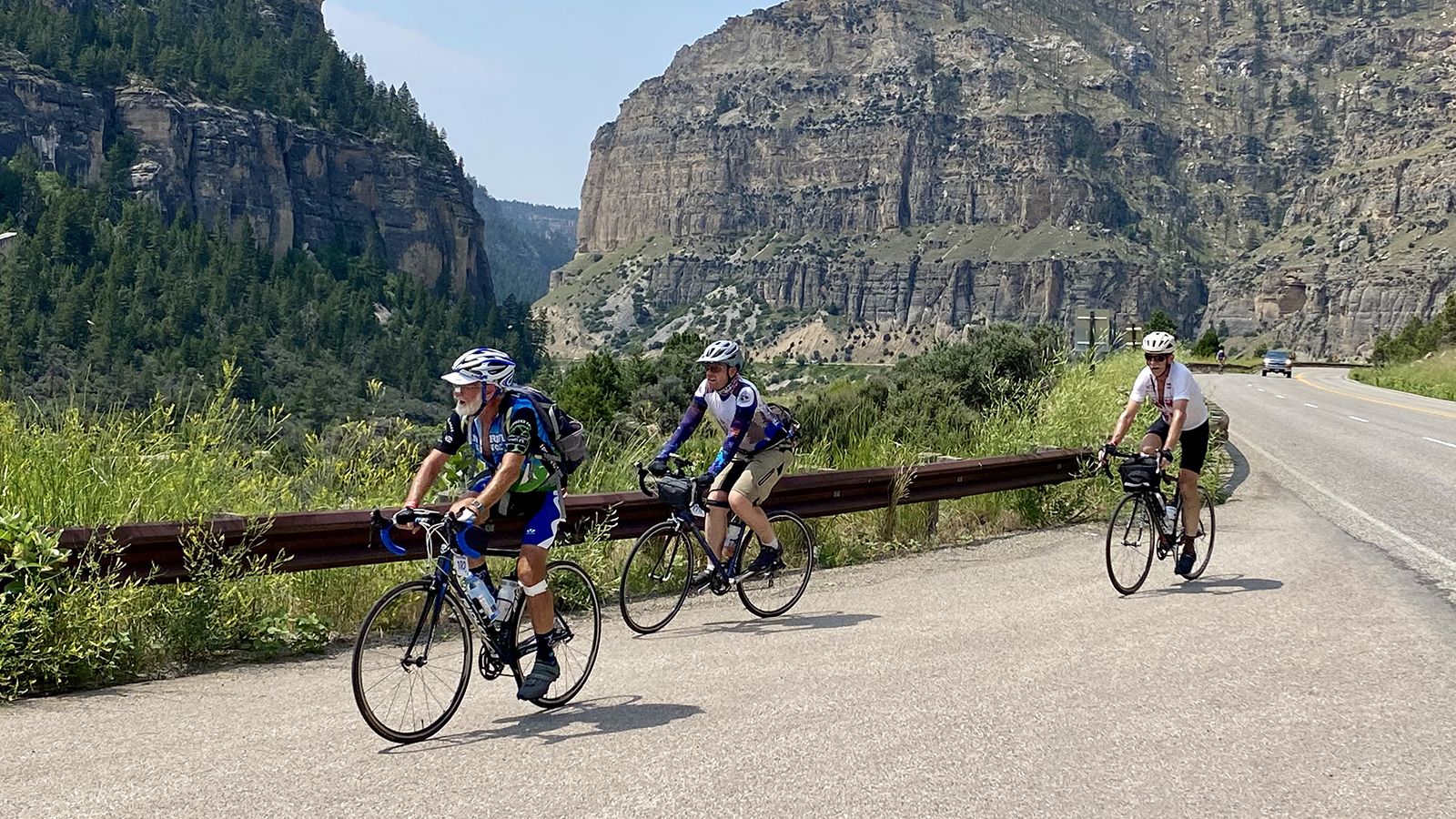 Riders in the Tour de Wyoming work their way up Ten Sleep Canyon during the 2023 Tour de Wyoming.