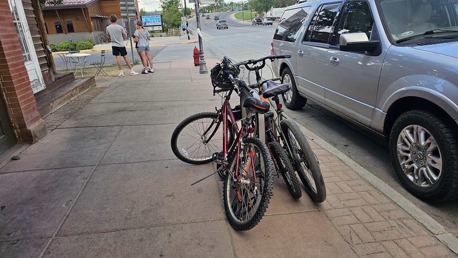 Bikes were everywhere in Lander Tuesday night, with the Tour de Wyoming rolling into town.