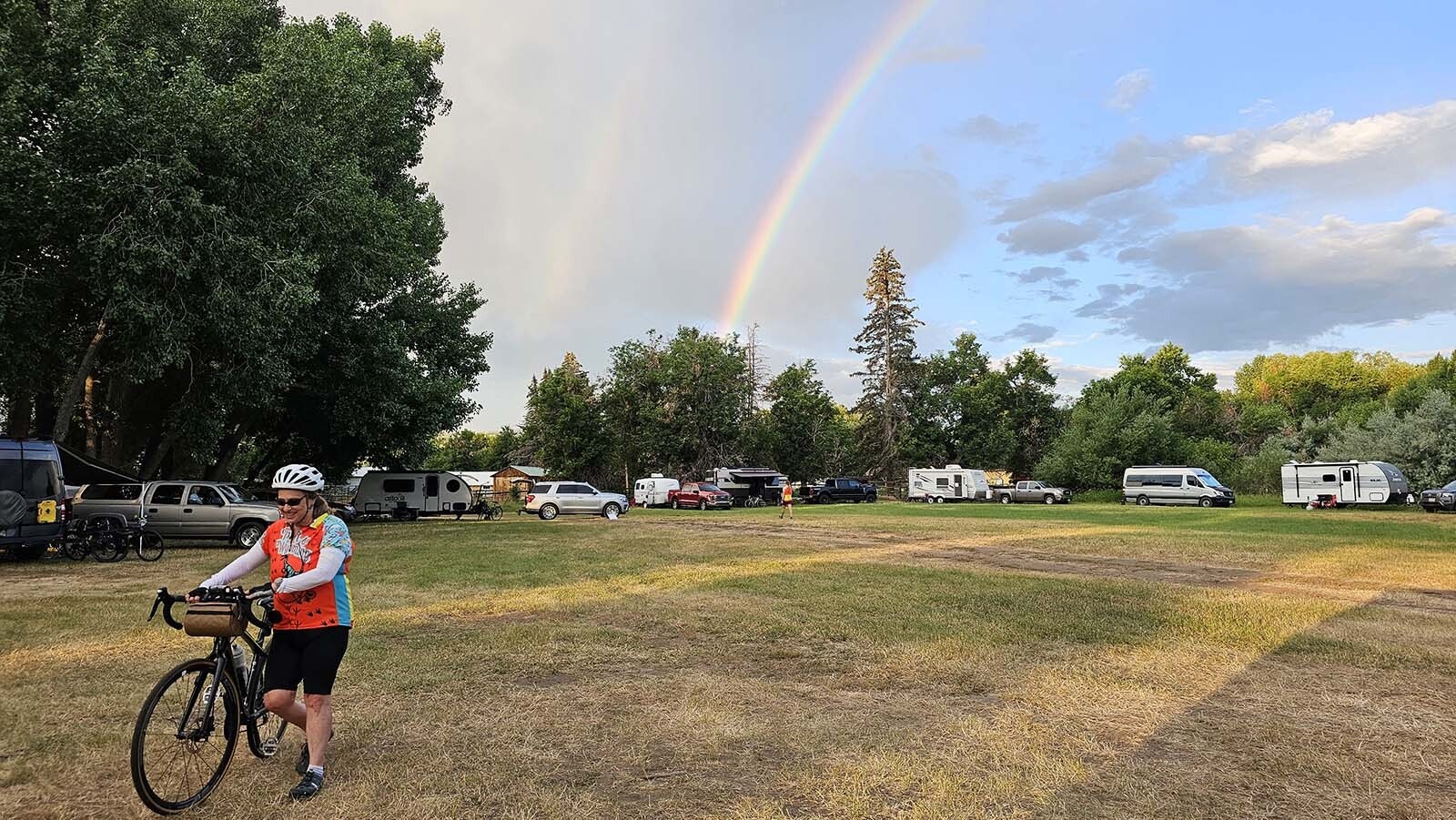 There was no rain at the time, but there was a rainbow to greet Sandra Ryan- Burkett as she headed out for a day of adventure, cycling the Sinks Canyon. Ryan-Burkett was one of 250 riders from across the nation participating in the Tour de Wyoming.