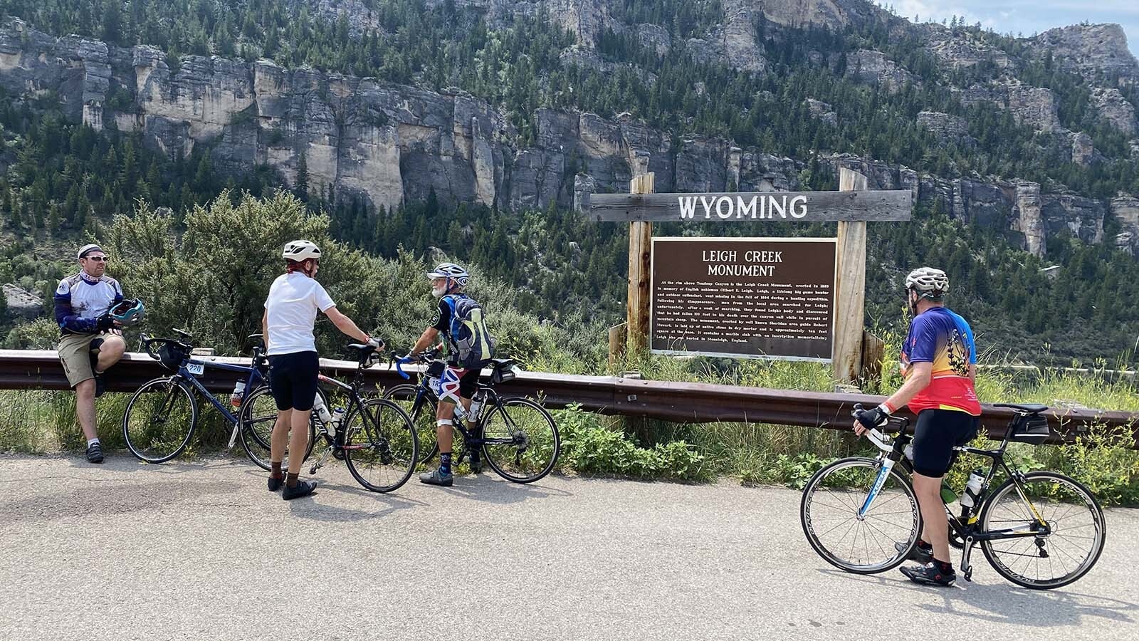 Tour De Wyoming participants riding up the Ten Sleep Canyon in 2023.