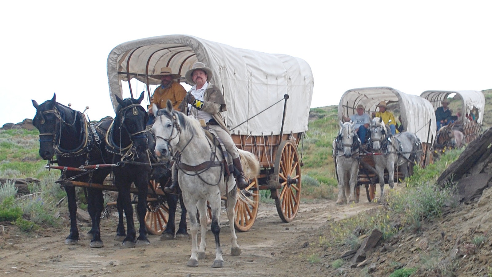 Wagon rides along the Oregon Trail in Wyoming is one of the authentic Western experiences international tourism officials will experience when in the Cowboy State next year. This ride is led by Morris Carter, who owns Historic Trails West in Casper.