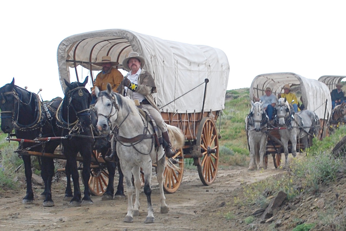 Wagon rides along the Oregon Trail in Wyoming is one of the authentic Western experiences international tourism officials will experience when in the Cowboy State next year. This ride is led by Morris Carter, who owns Historic Trails West in Casper.