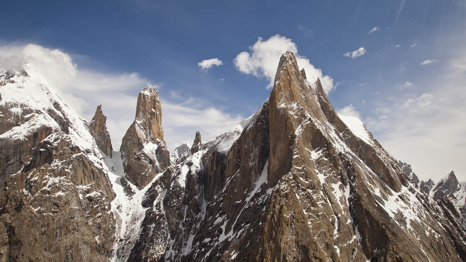 The infamous Trango Towers of the Himalaya.