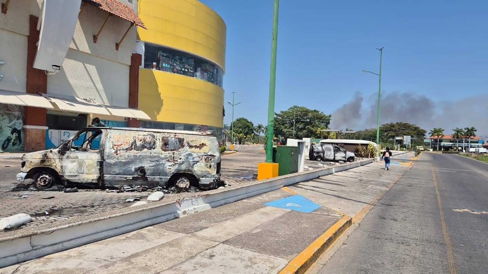 Parts of the resort city of Puerto Vallarta, Mexico, after drug cartel gangsters went on a rampage in the wake of the government killing their leader.