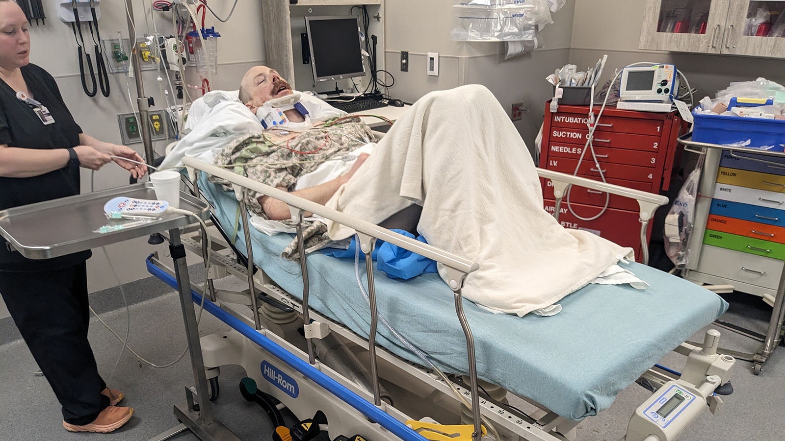 Travis Halverson recovers after surviving an avalanche Jan. 12, 2024. He suffered 10 broken bones, but counts himself lucky.