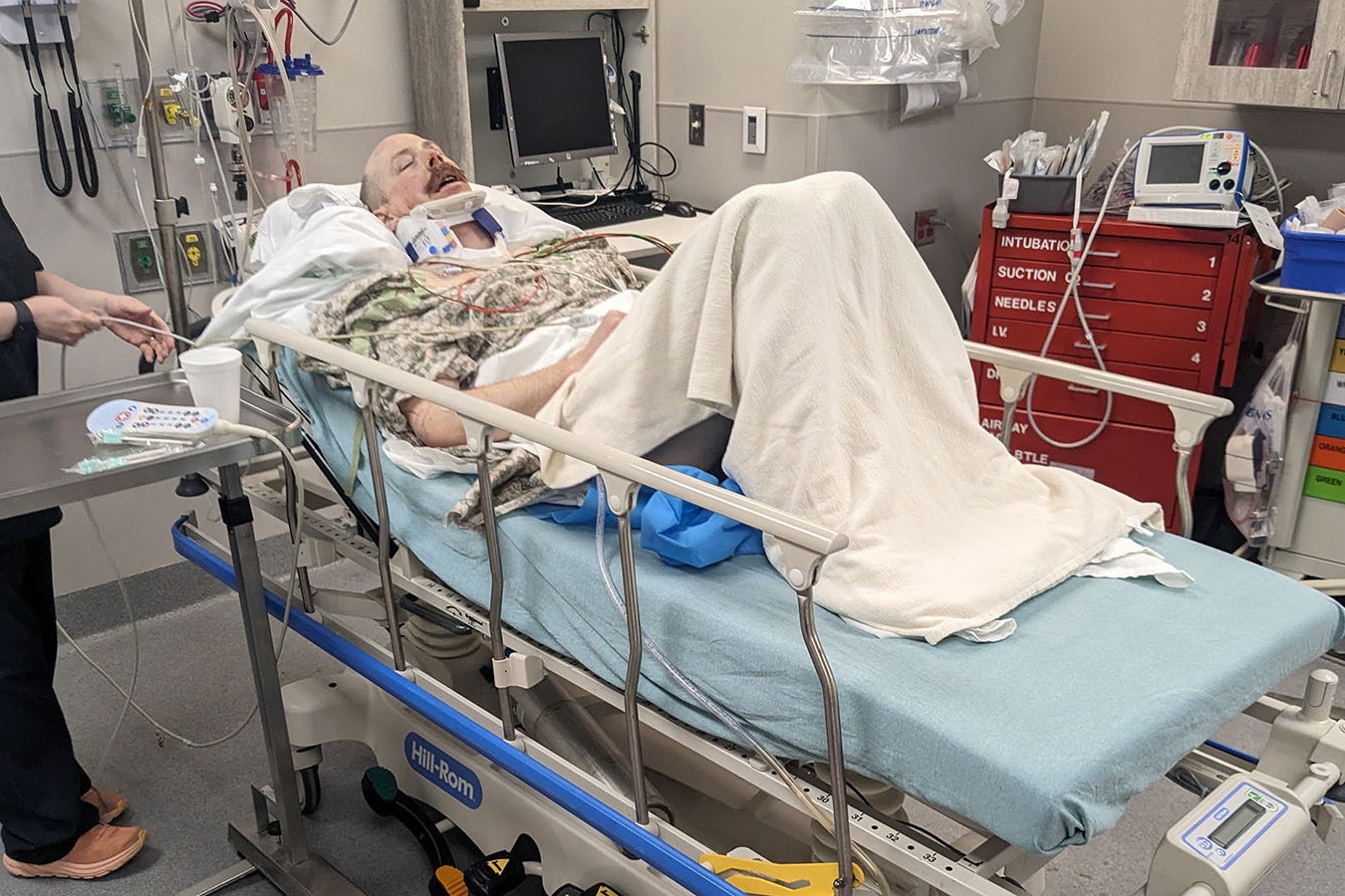 Travis Halverson recovers after surviving an avalanche Jan. 12, 2024. He suffered 10 broken bones, but counts himself lucky.