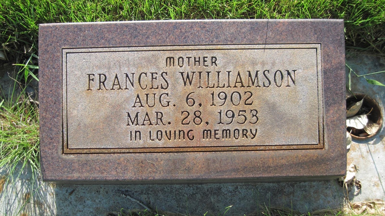 The grave of Frances Willaimson, killed by her fiancée Tricky Riggle on March 28, 1953, in Wheatland, Wyoming.
