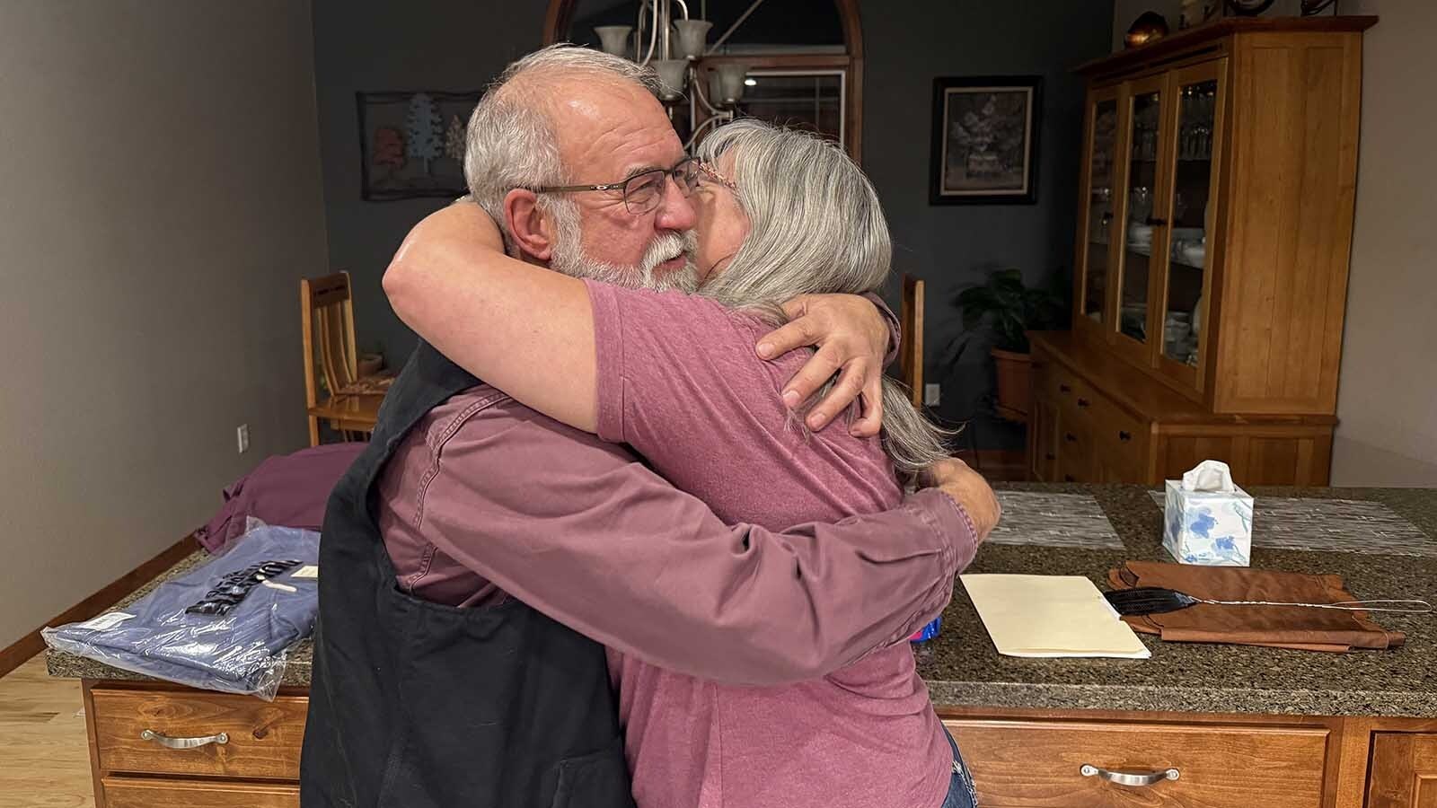 President Donald Trump pardoned Troy Lake on Friday. The 65-year-old Wyoming diesel mechanic spent seven months in federal prison for tweaking and removing emissions systems on ailing engines. When he got the news, he wept. Above, Troy and wife Holly celebrate in their home Friday.