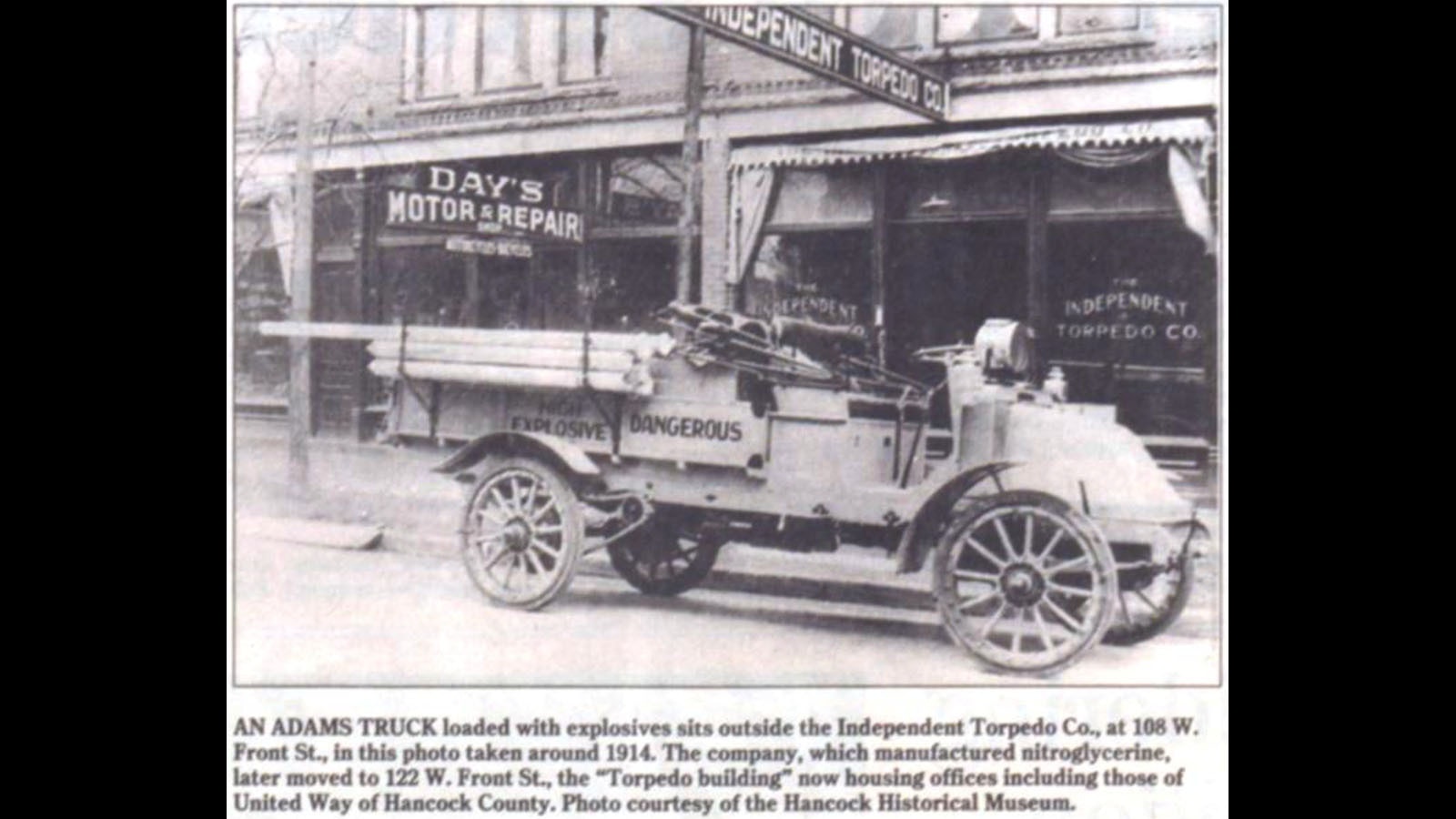 A newspaper clipping shows an Independent Torpedo Co. clearly makes it's carrying "explosives."