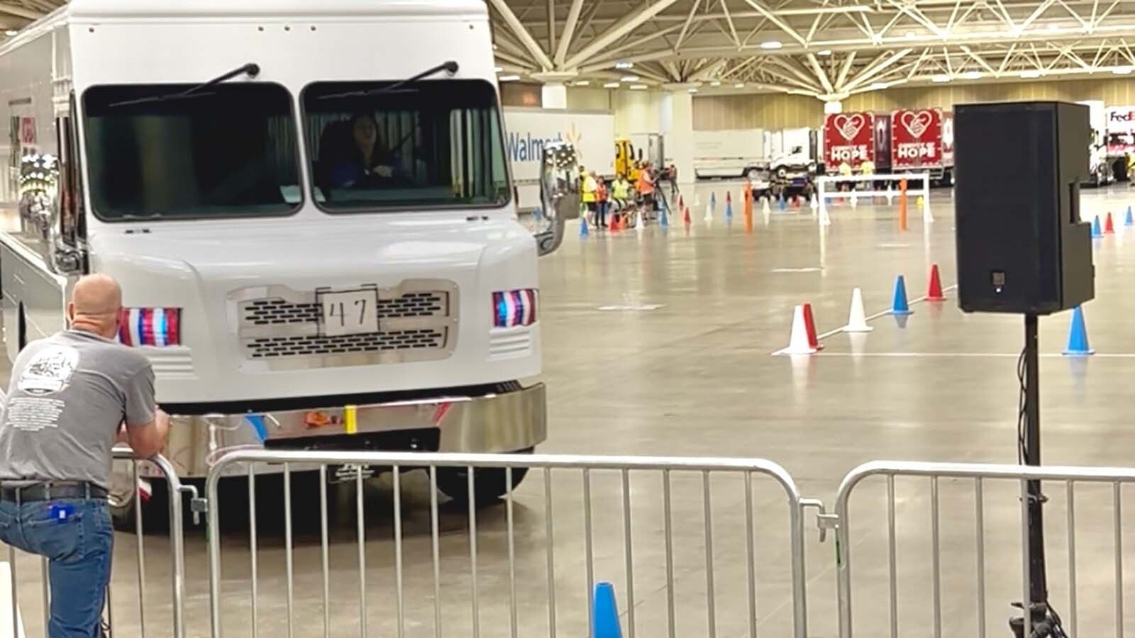 Jessica Smith of Shoshoni, Wyoming, drives the skills course this past weekend at the National Truck Driving and Step Van Driving Championships. She had placed first in Step-in Van Competition in Cheyenne this past June to qualify and said it was an overwhelming but awarding experience to be at the national competition with the best of the best.
