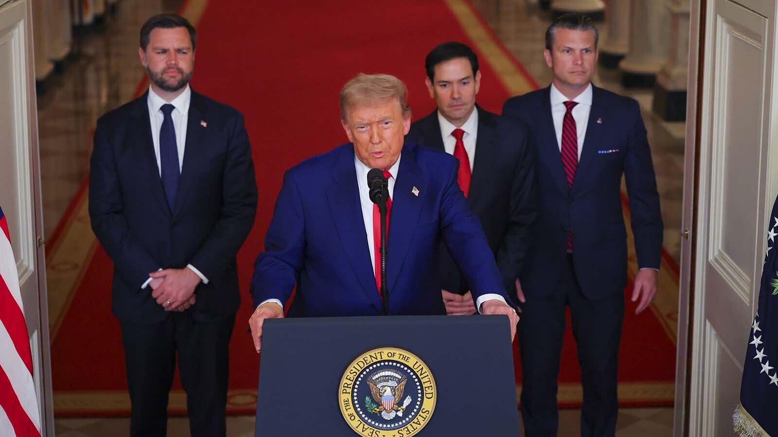 President Donald Trump delivers an address to the nation from the White House on June 21, 2025, in Washington, D.C., about the three Iranian nuclear facilities that were struck by the U.S. military early Sunday.