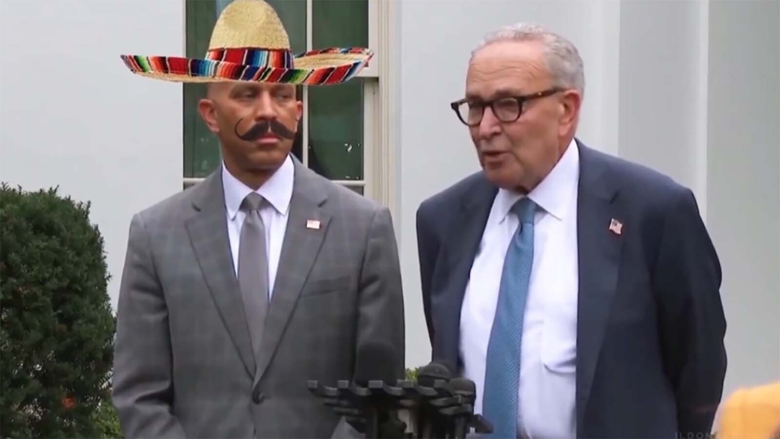 President Trump posted memes mocking Democratic leaders on Wednesday that Republicans said were in jest. Some Democrats called them racist.