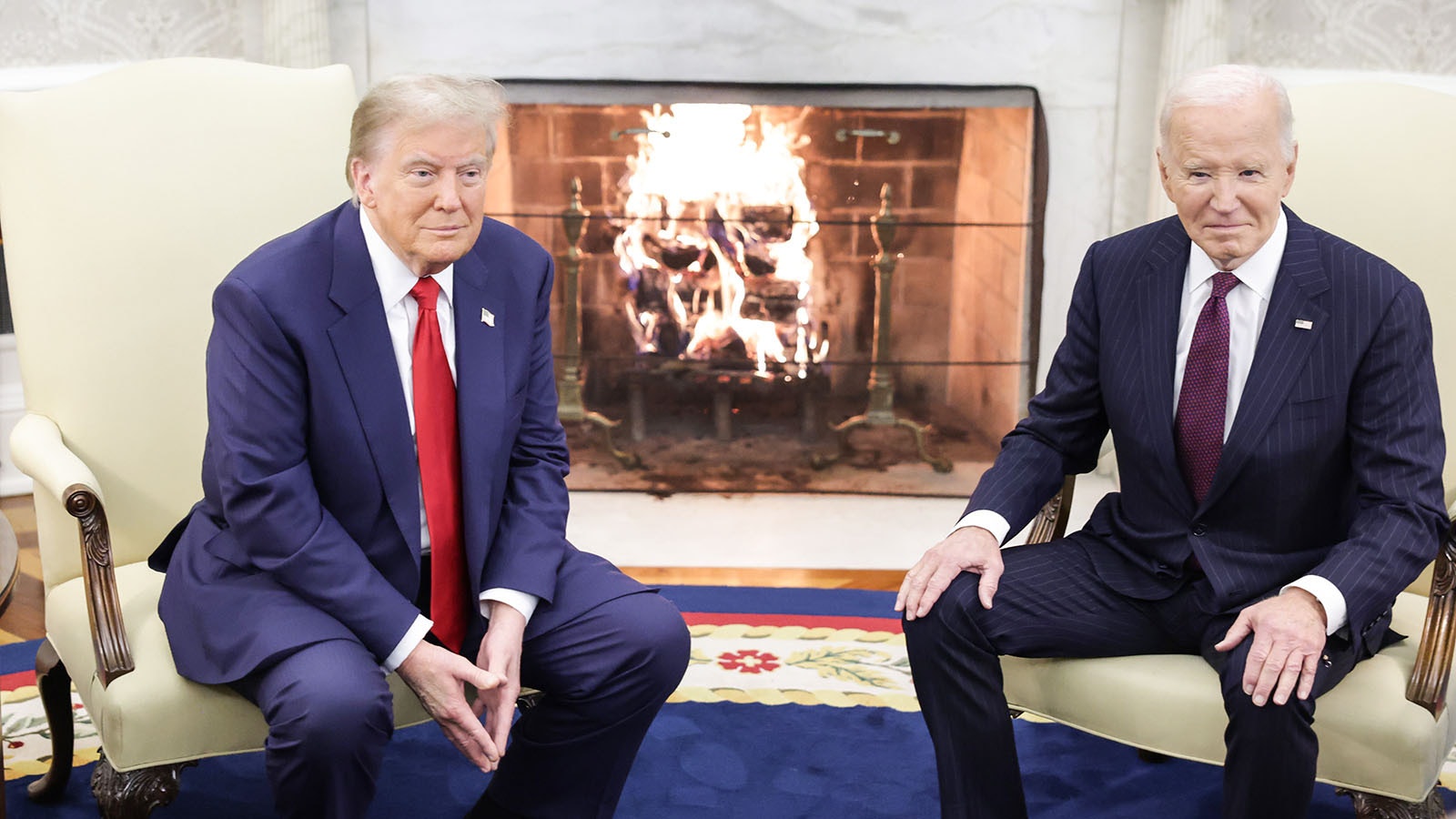 President-elect Donald Trump meets with President Joe Biden in the Oval Office on Nov. 13, 2024.