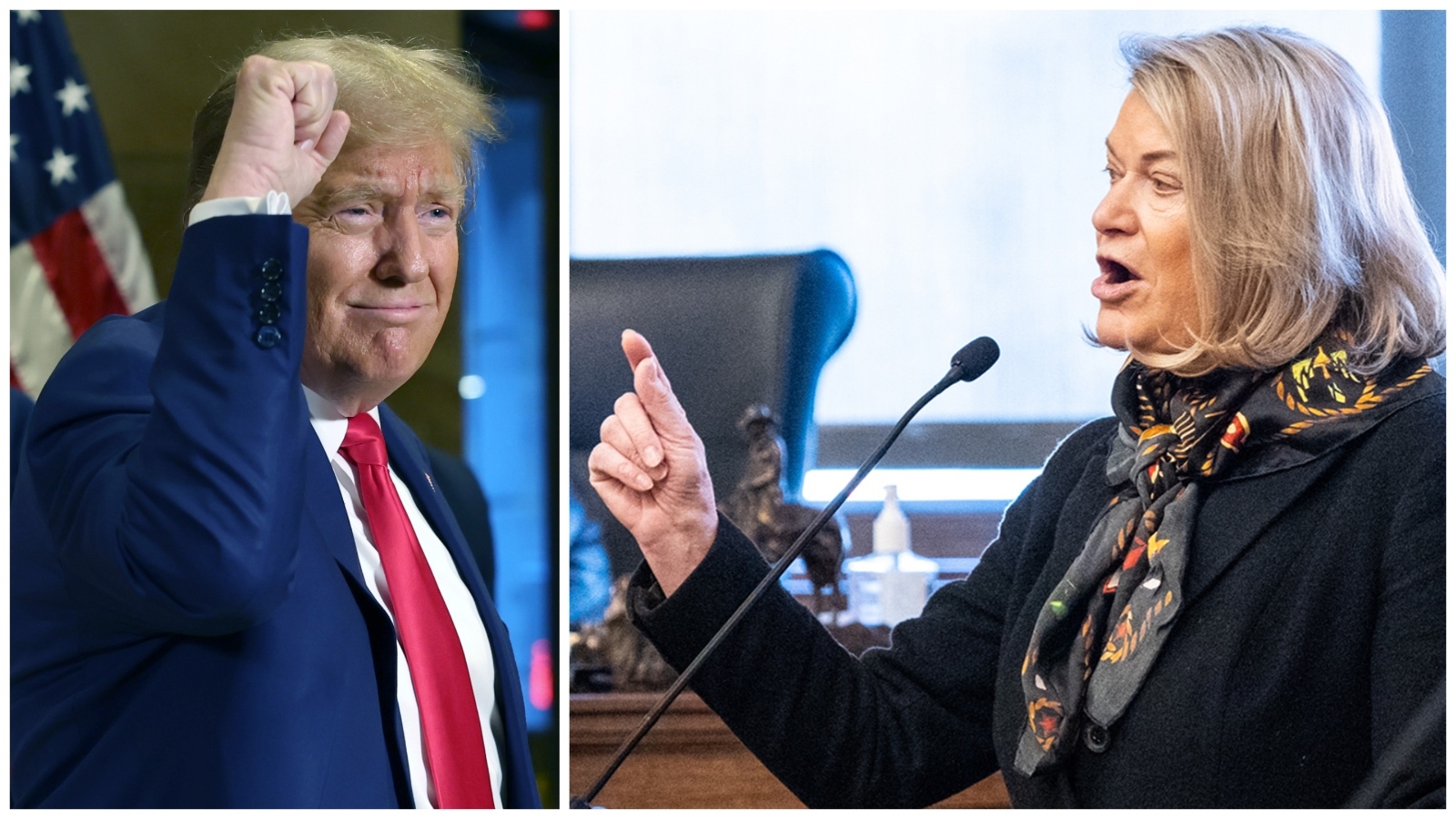 Former President Donald Trump, left, and U.S. Sen. Cynthia Lummis.