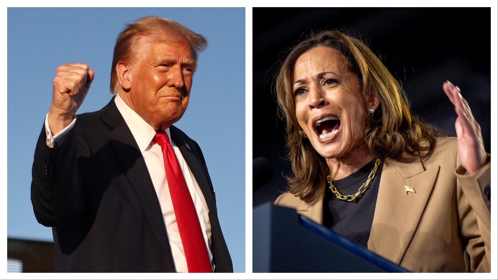 Former President Donald Trump, left, and Vice President Kamala Harris.