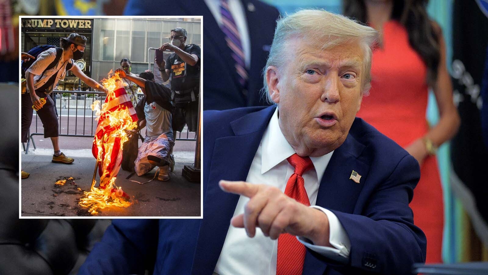 Trump flag burning 8 25 25