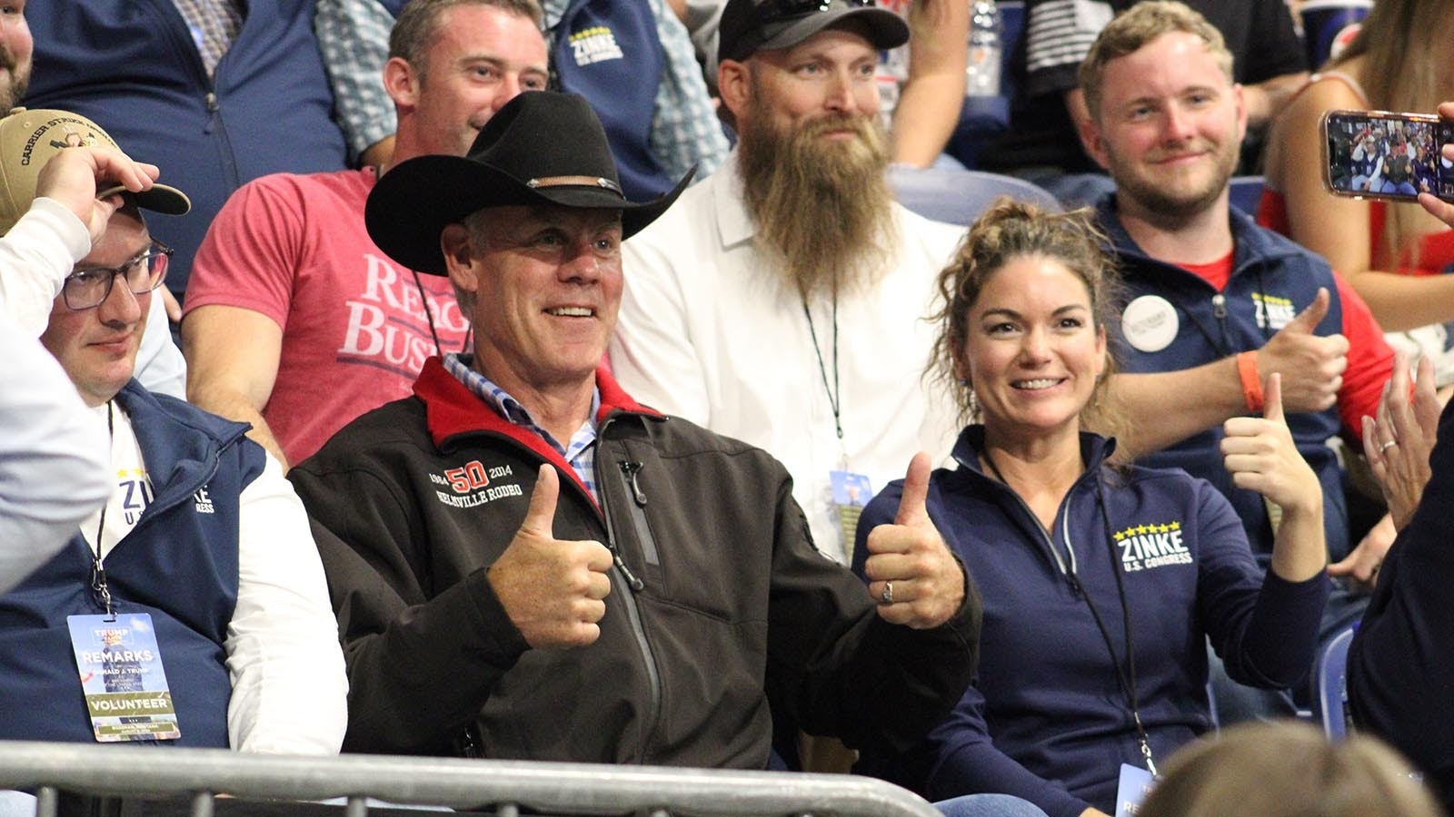 Montana Republican Congressman and former Trump administration official Ryan Zinke takes in a rally for former President Donald Trump in Bozeman, Mont., on Aug. 9, 2024.