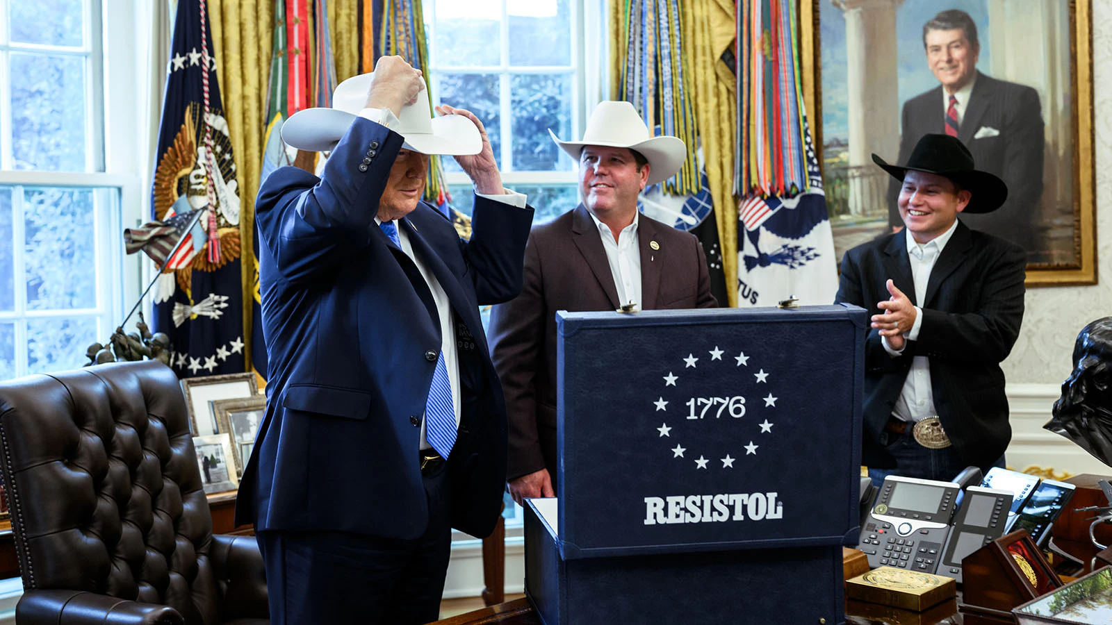President Donald Trump hosts 2025 rodeo champions at the White House, a move the rodeo industry says is huge for the sport. The president was presented a limited-edition $10,000 Resistol cowboy hat.
