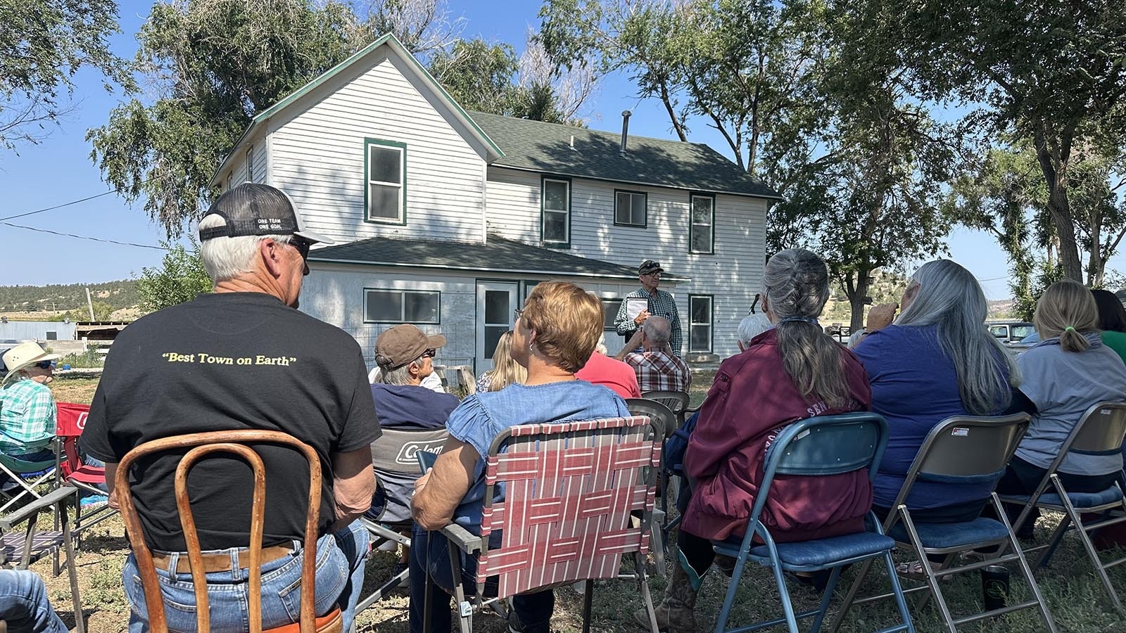 Weston County Resident Dean Johnson presents about the county’s history at the Wyoming Historical Society annual meeting. He spoke at the historic LAK Ranch where he once worked.