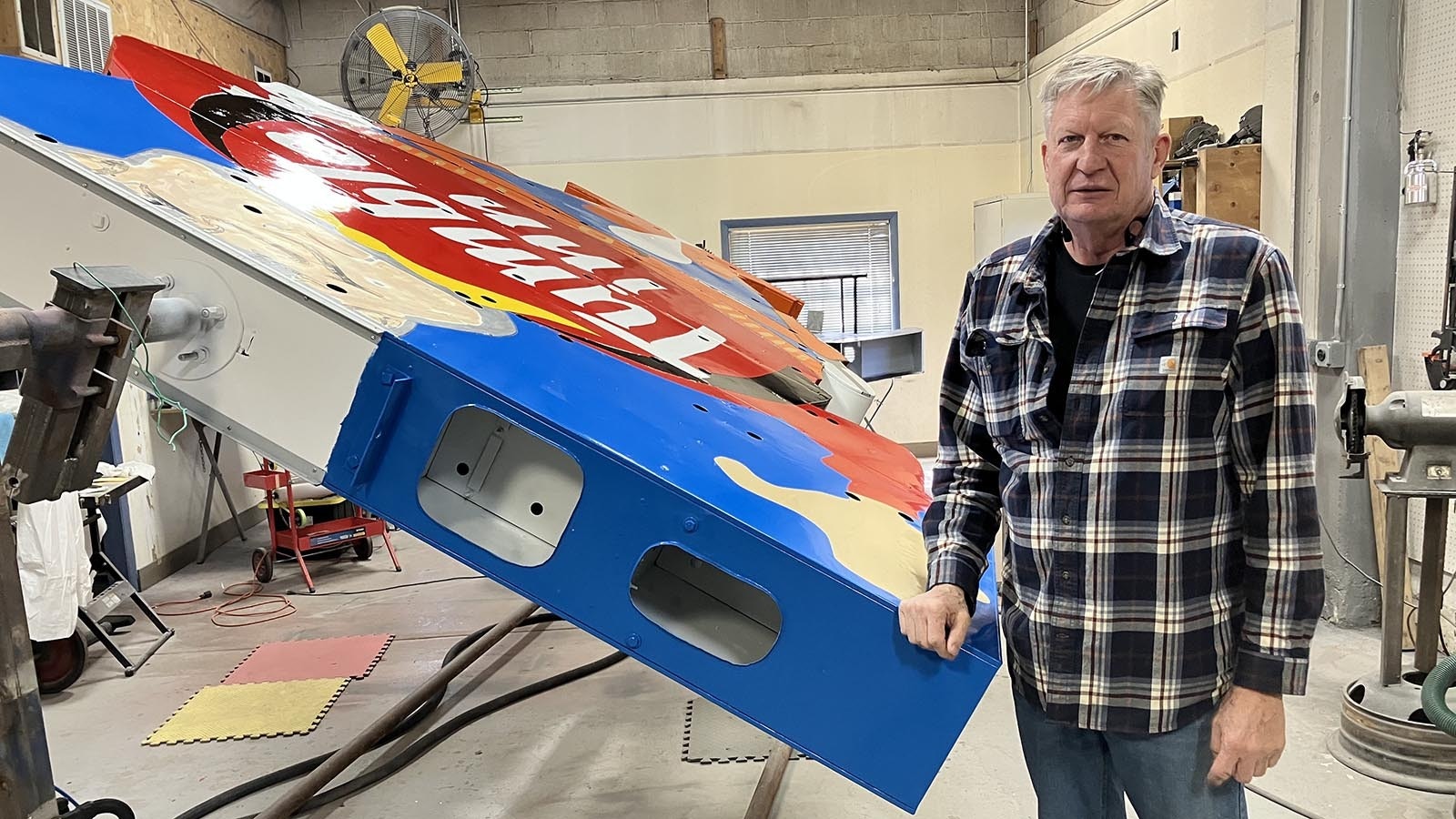 John Huff, an expert at restoring muscle cars, is leading the body work on the Tumble Inn sign. He has spent the past four months dedicated to the project.