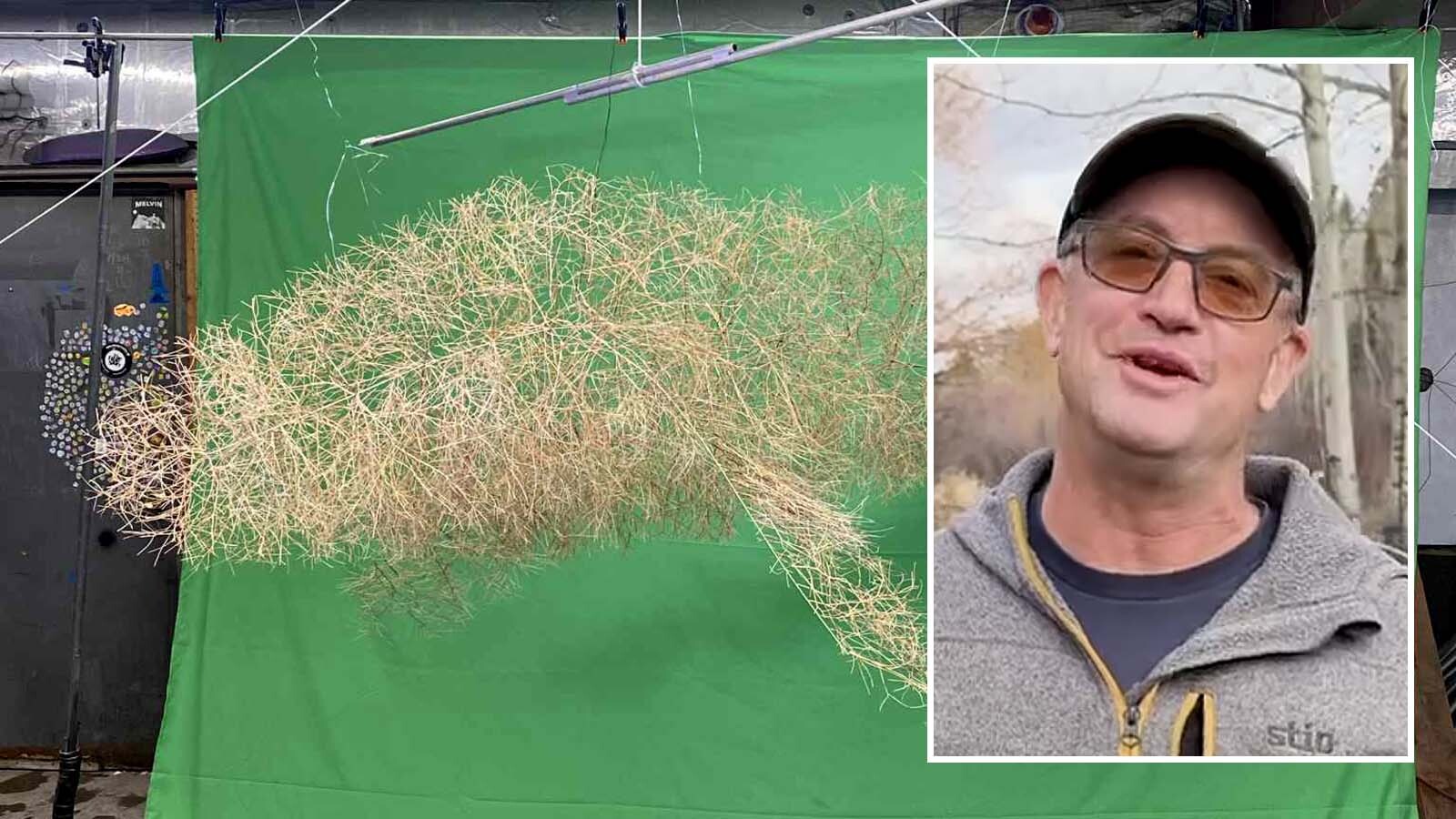 Jackson artist Ben Roth is collecting 300 pounds of tumbleweed to create a 70-foot-long "tumblewhale" for the new Central Wyoming College camopus being built in Jackson. The finished sculpture will hang over the heads of students and visitors, who will be able to move it "like a giant marionette."