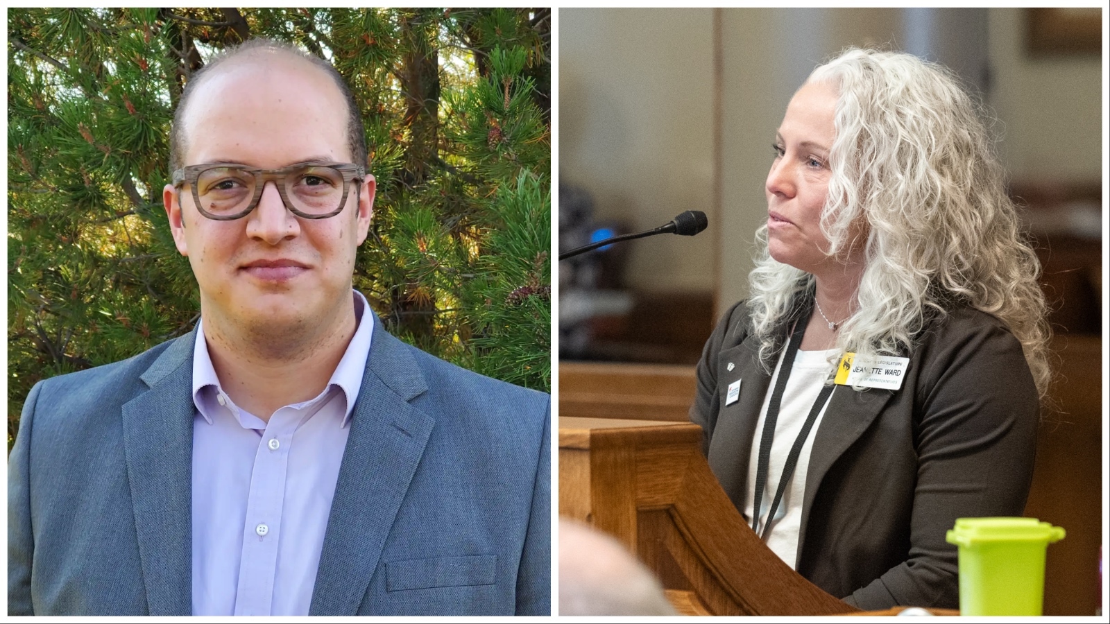 Independent candidate Tyler Cessor and state Rep. Jeanette, Ward, R-Casper.