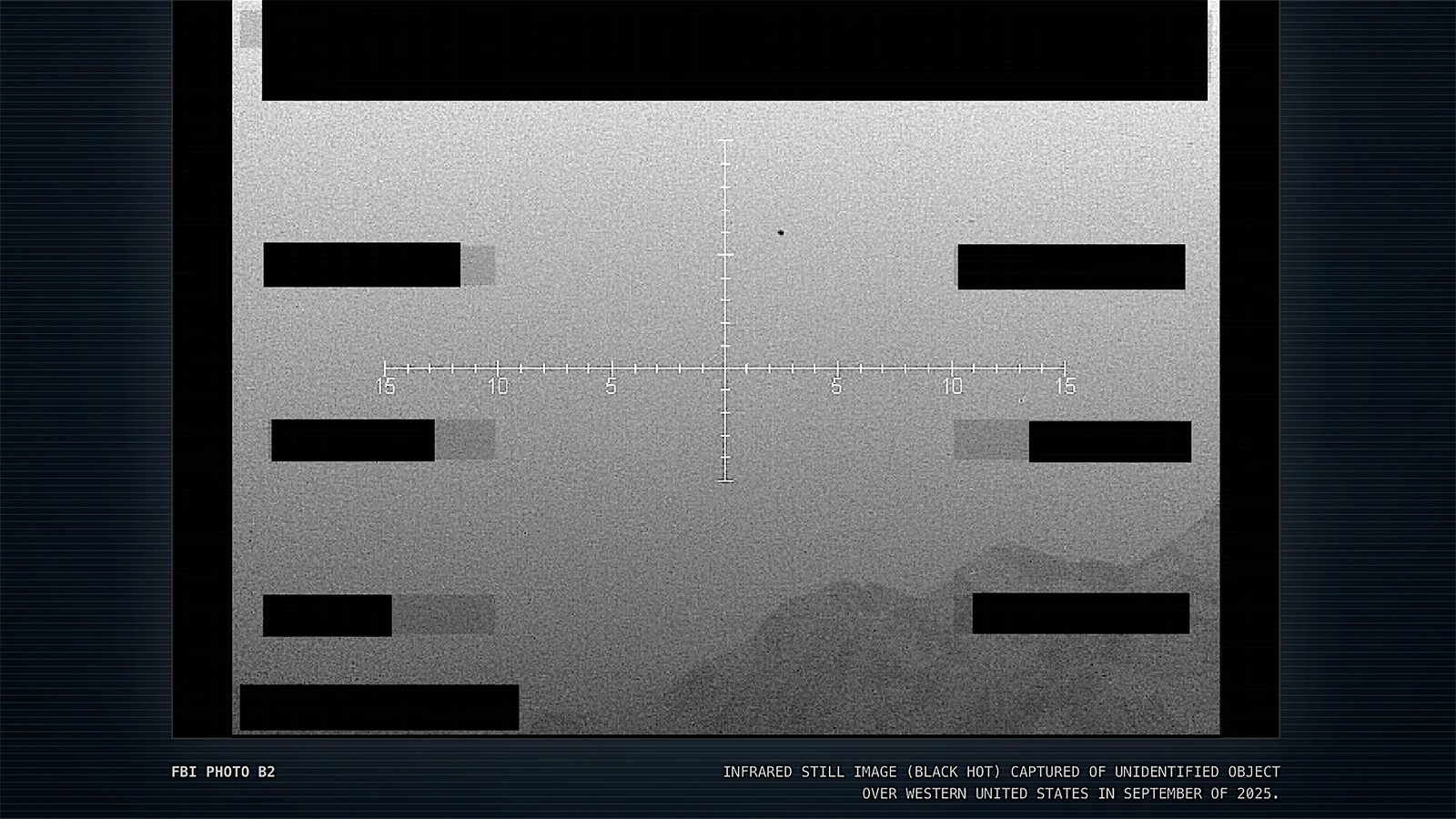 An image of a UFO released by the U.S. Department of War seen in the western U.S.