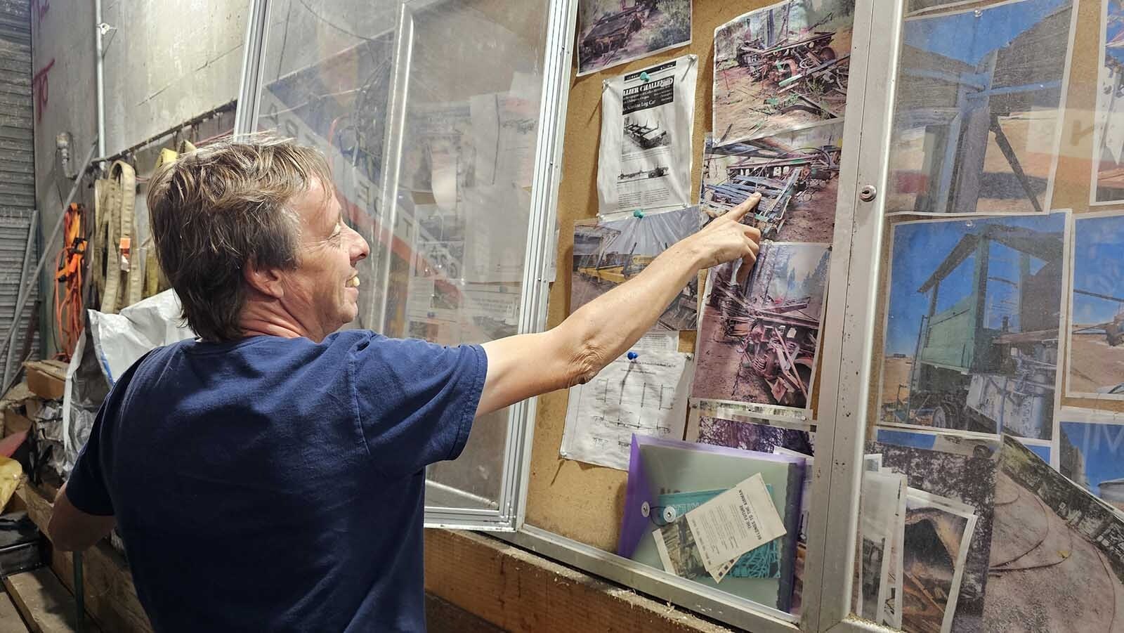 Micheal Pannell talks about a recent restoration project that he completed at his train restoration workshop in an old Atlas missile silo 30 minutes outside of Cheyenne near Carpenter. Pannell keeps a storyboard for each project, with photos and diagrams and other notes, so that the restoration remains true to the original.
