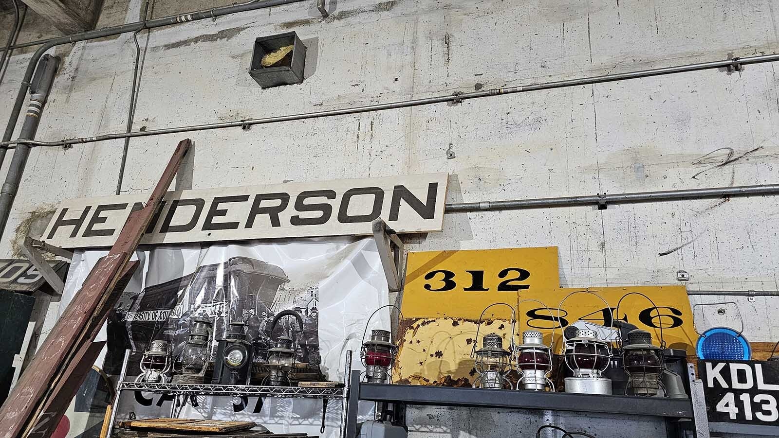 Railroad signs also find a home at Michael Pannell's train restoration workshop at an old Atlas missile silo workshop 30 minutes outside of Cheyenne near Carpenter.