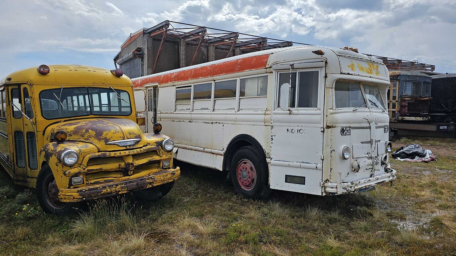 It's not all about railcars. Michael Pannell also enjoys restoring old buses as well. The bus on the right is an old mobile post office sorting bus.