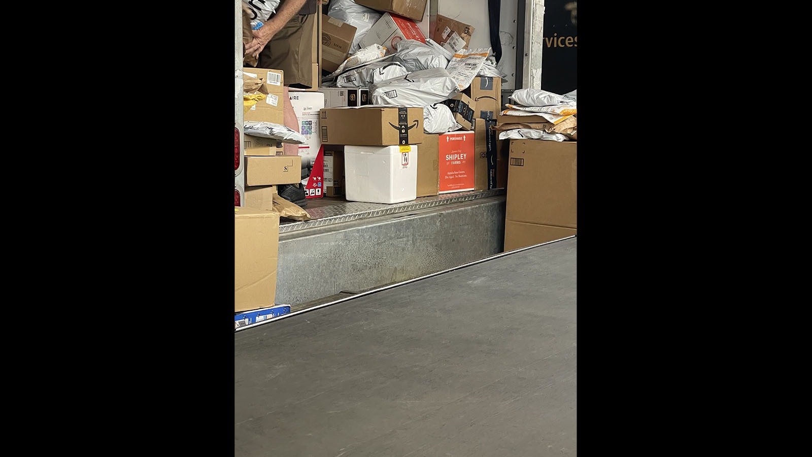 A trailer in a UPS warehouse in the eastern part of the United States is stuffed with what the company calls the rural deferment for the day. That is, the packages on rural routes that were supposed to be delivered that day but for whatever reason weren’t. Center front of the trailer is a white Styrofoam container that was supposed to be a next day critical health care delivery. This photo was provided to Cowboy State Daily by a current UPS driver.