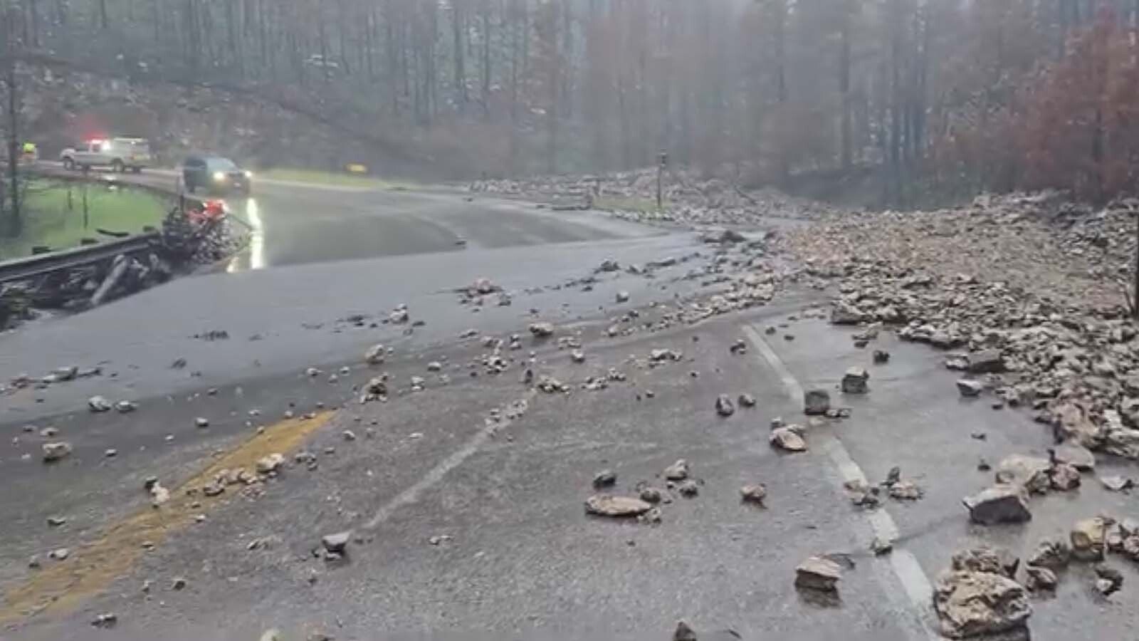 It’s what WYDOT officials have expected since the Elk Fire burned nearly 100,000 acres in the Bighorn Mountains last fall. Heavy rain caused a mud and rockslide, closing a section of U.S. Highway 14 overnight Tuesday. More debris flows could follow.
