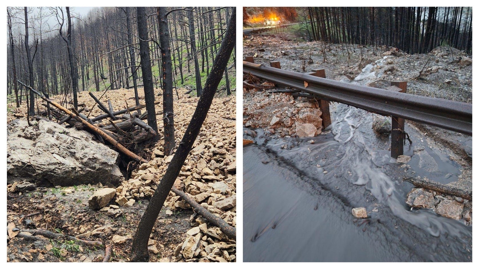 It’s what WYDOT officials have expected since the Elk Fire burned nearly 100,000 acres in the Bighorn Mountains last fall. Heavy rain caused a mud and rockslide, closing a section of U.S. Highway 14 overnight Tuesday. More debris flows could follow.