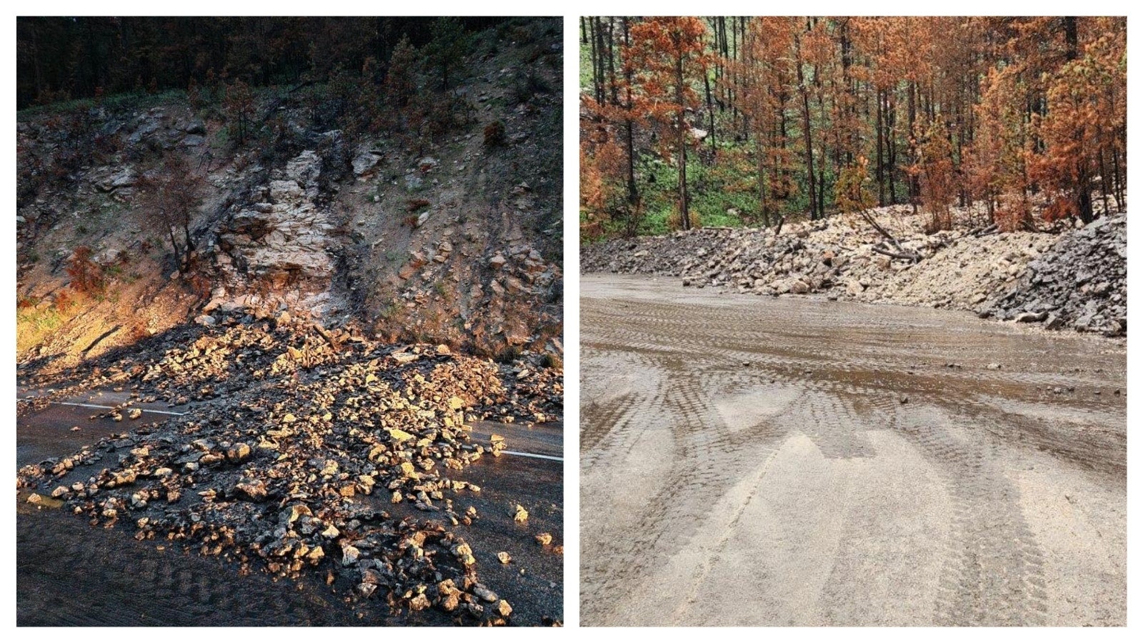 It’s what WYDOT officials have expected since the Elk Fire burned nearly 100,000 acres in the Bighorn Mountains last fall. Heavy rain caused a mud and rockslide, closing a section of U.S. Highway 14 overnight Tuesday. More debris flows could follow.