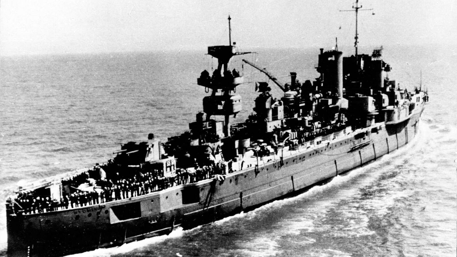 United States Navy Battleship USS Wyoming at sea in an undated photo.