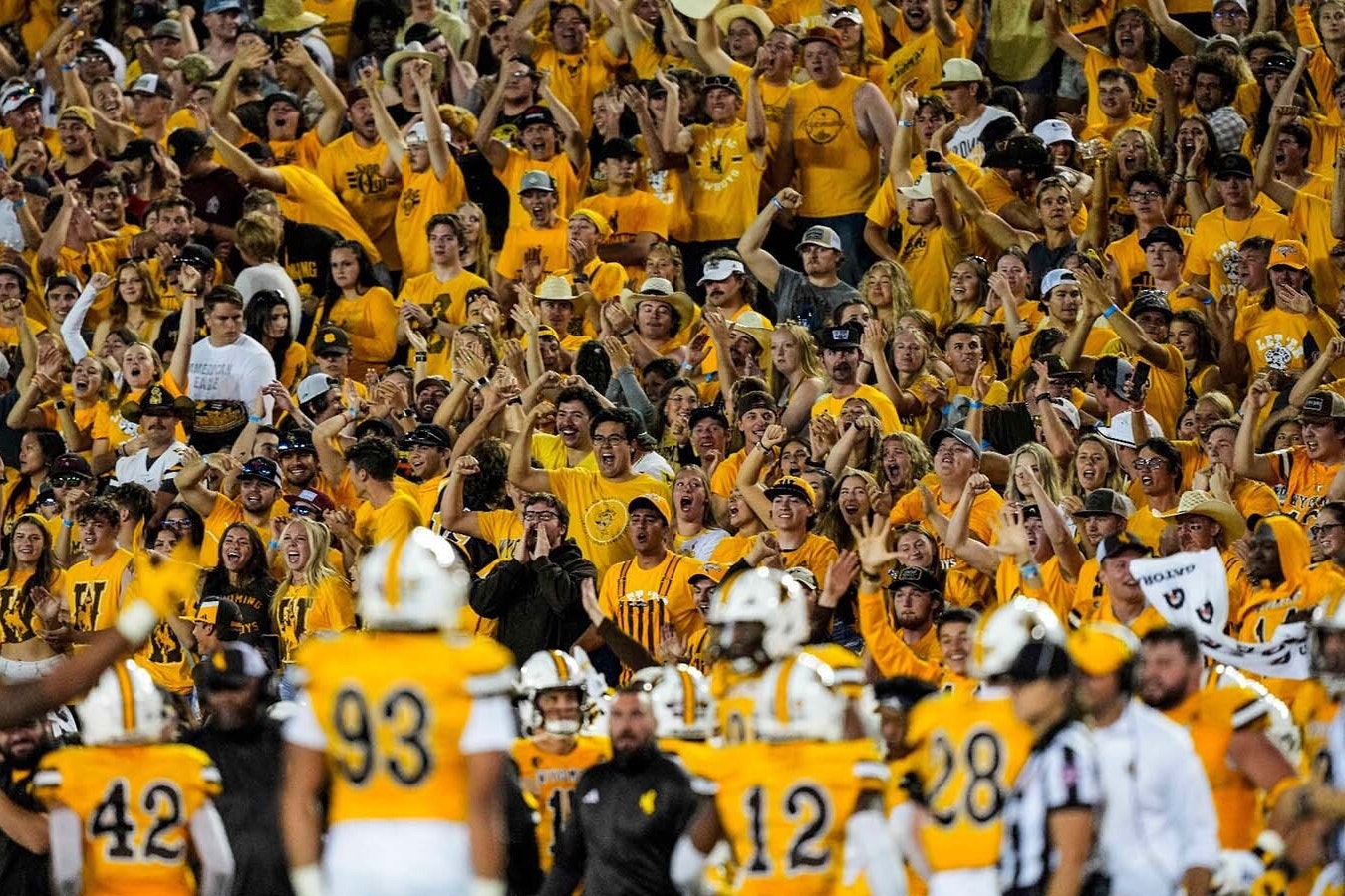 University of Wyoming fans cheer the Cowboys during a double overtime win over Texas Tech to open the 2023 season.