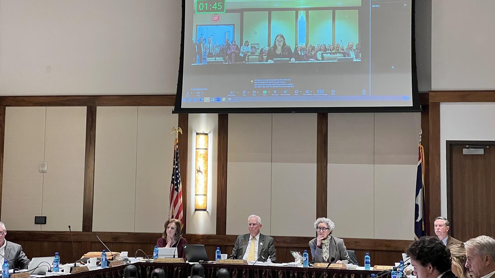 The University of Wyoming Trustees listen to public testimony Thursday about a proposal to allow carrying concealed handguns on the UW campus. The trustees postponed a decision on the matter.