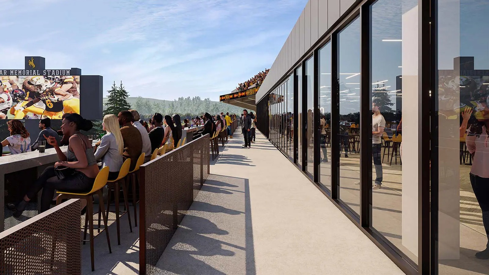 This illustration shows a walkway between new "loge seating" at War Memorial and more upscale indoor box seating areas.