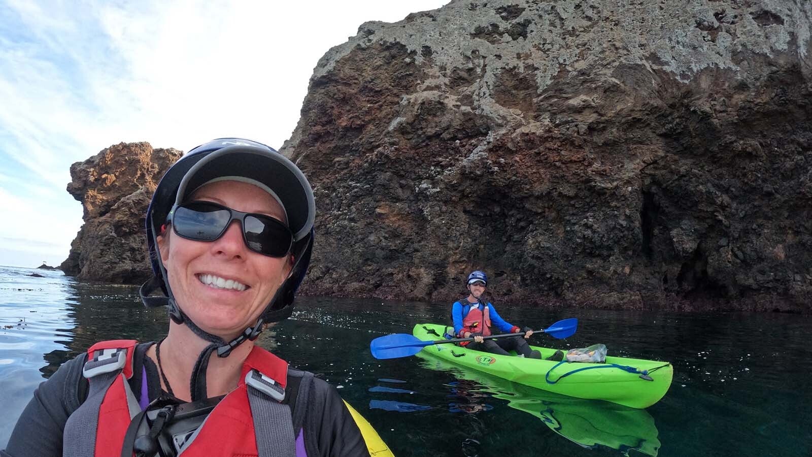Tiffany and Scott Sink kayaking at Santa Cruz Island in Channel Islands National Park ,California, in November 2021.