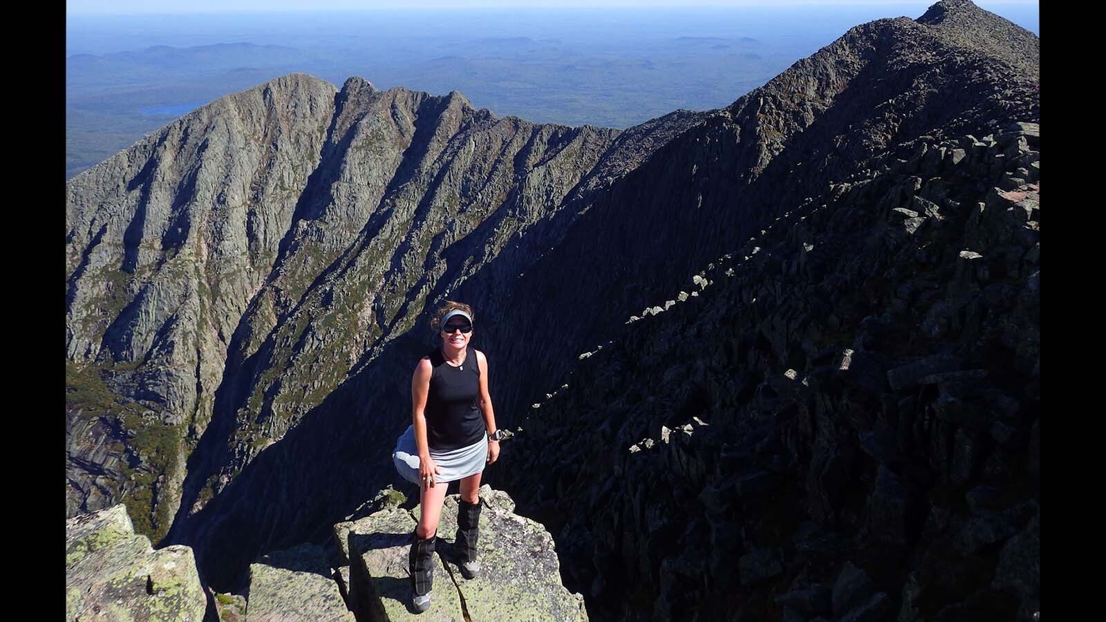 Tiffany Sink at the summit of Mount Katahdin, also the terminus of the Appalachian Trail, in Baxter State Park, Maine, in September 2016.