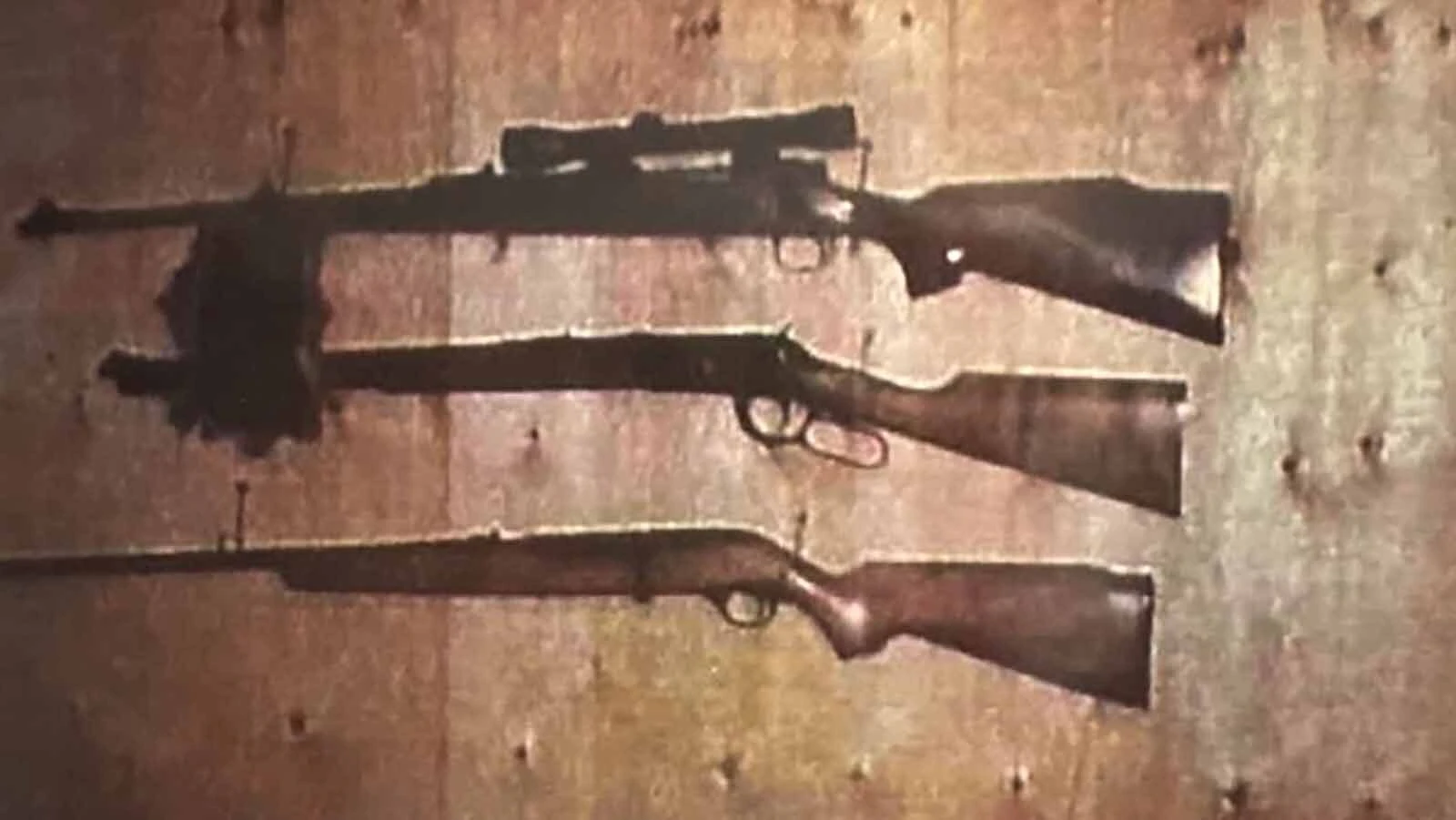 Some of the guns removed from Ted Kaczynski's cabin in Montana after his arrest 30 years ago.