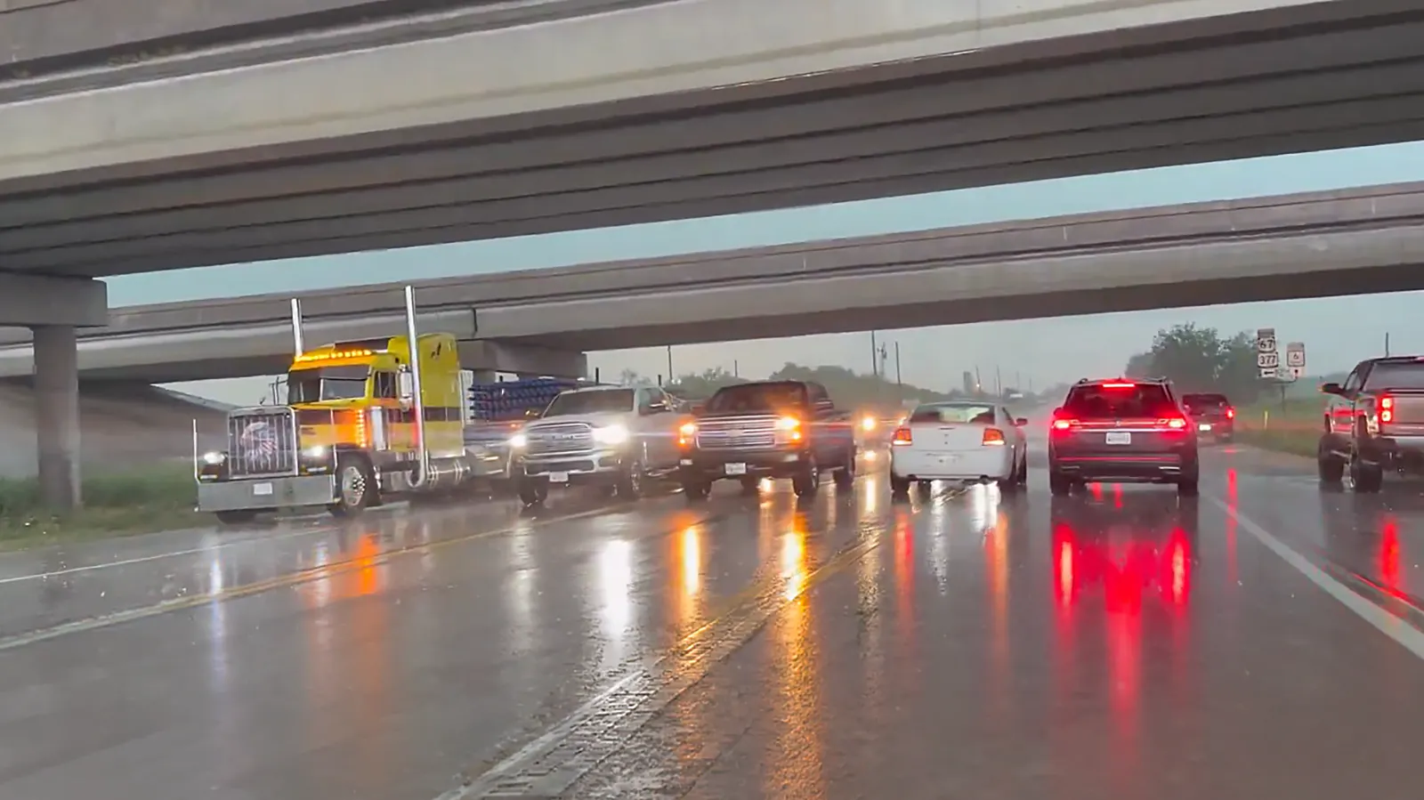 Drivers on a Texas highway stopped under an overpass during a hailstorm caused a traffic jam and outraged people stuck out in the hail. It’s not legal, and trying that in Wyoming would get someone a ticket — or worse if they cause a crash.