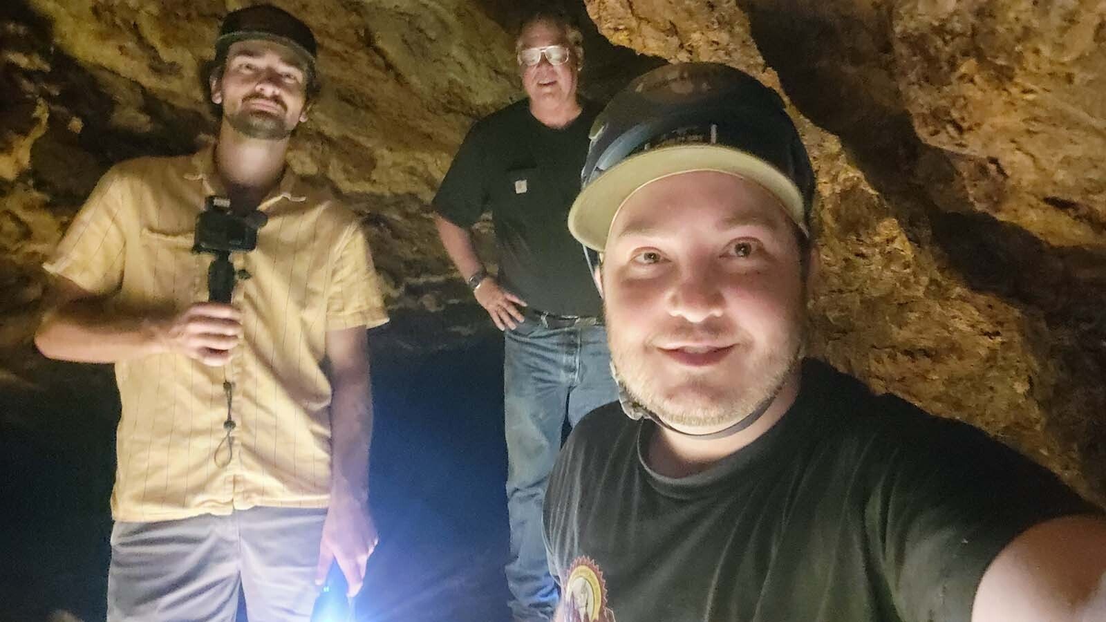 History Under The Pines are a crew who explore privately owned mines and ghost towns. Founder Levi Kessler pauses in an underground mine with his cameraman, Ethan, and fellow explorer, Tim.