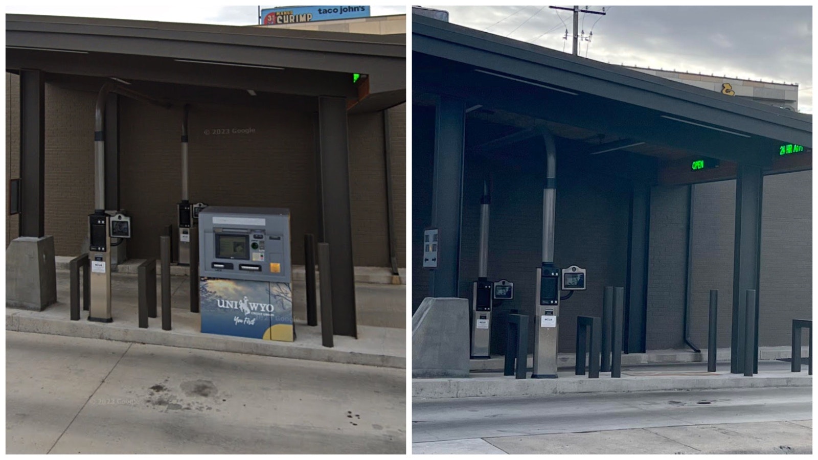 Before and after photos of the ATM that was recently stolen in Cheyenne