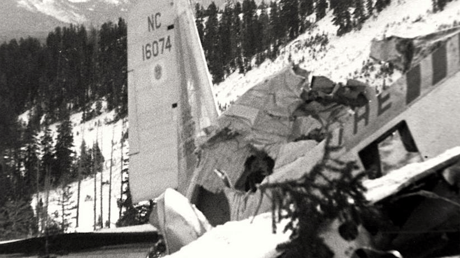 Another view of the tail section of the DC3-A at the crash site.