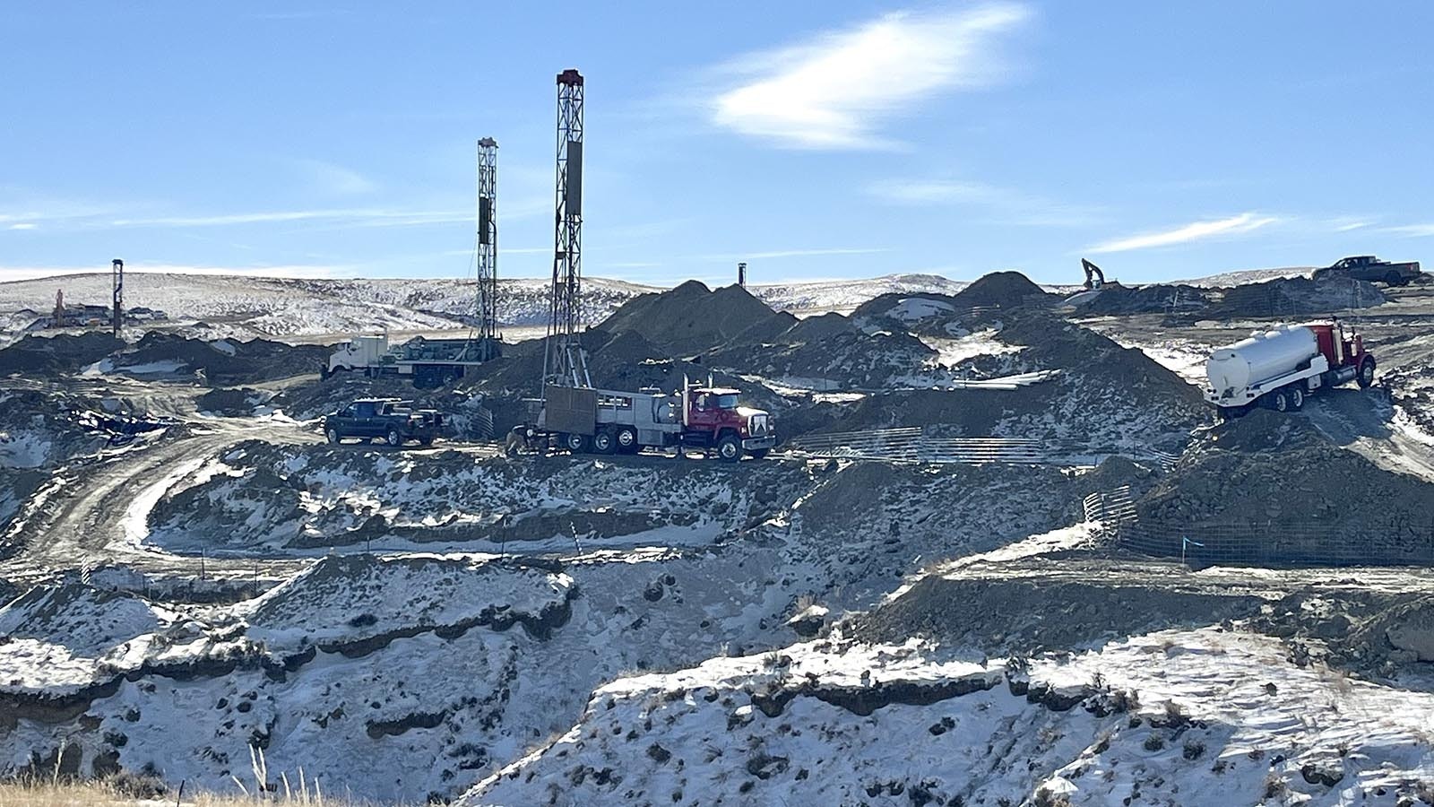 Uranium Energy Corp. has hit a milestone, producing its first batch of Wyoming yellowcake uranium. It’s a huge step for the company as it ramps up to 8.1 million tons of production capacity in the Cowboy State. Here, crews drill for water at the company's Christensen Ranch project.